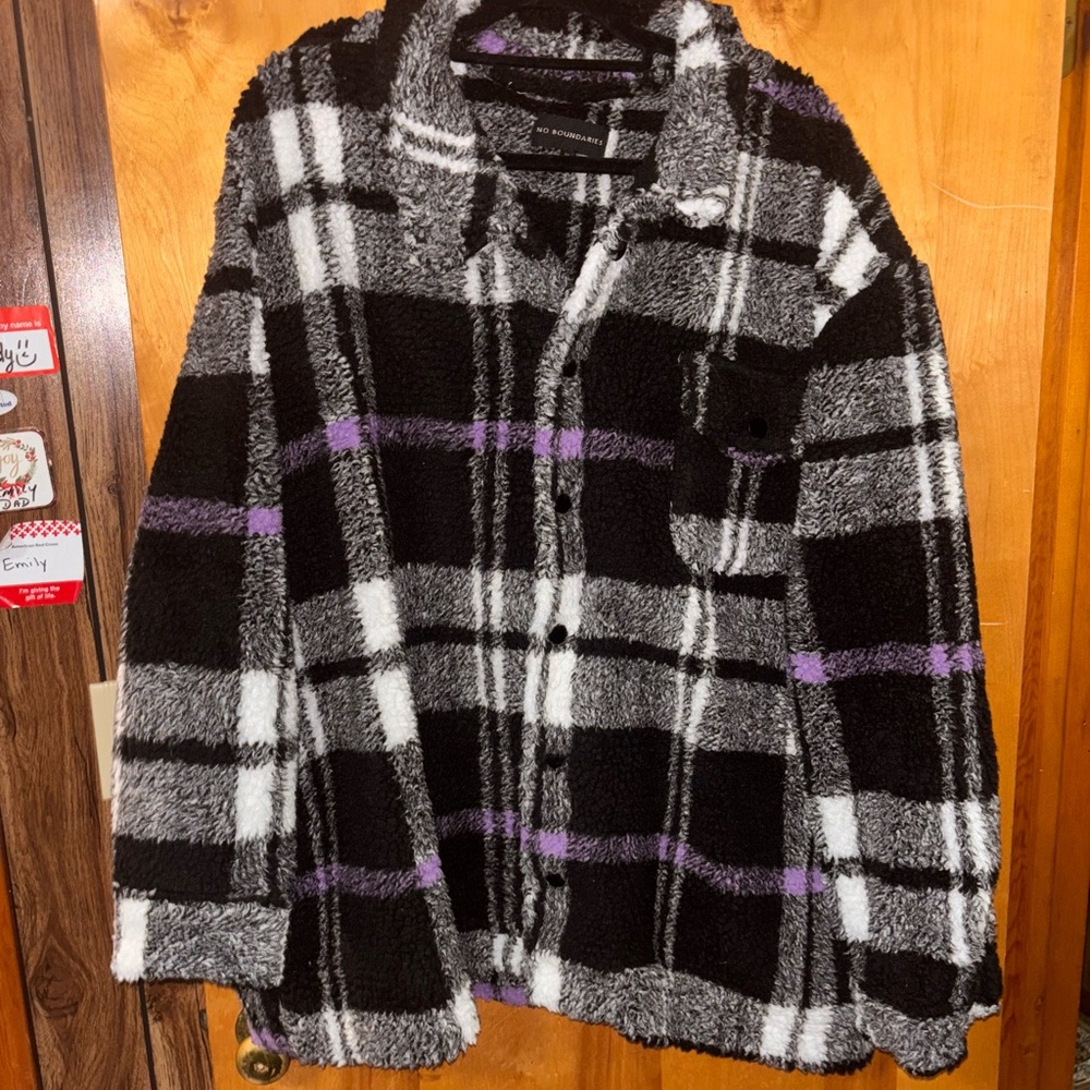 No Boundaries Black and White Sherpa Jacket